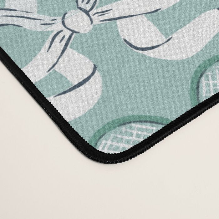 Tennis Trellis Bows in Teal Desk Mat Gallery Image 4