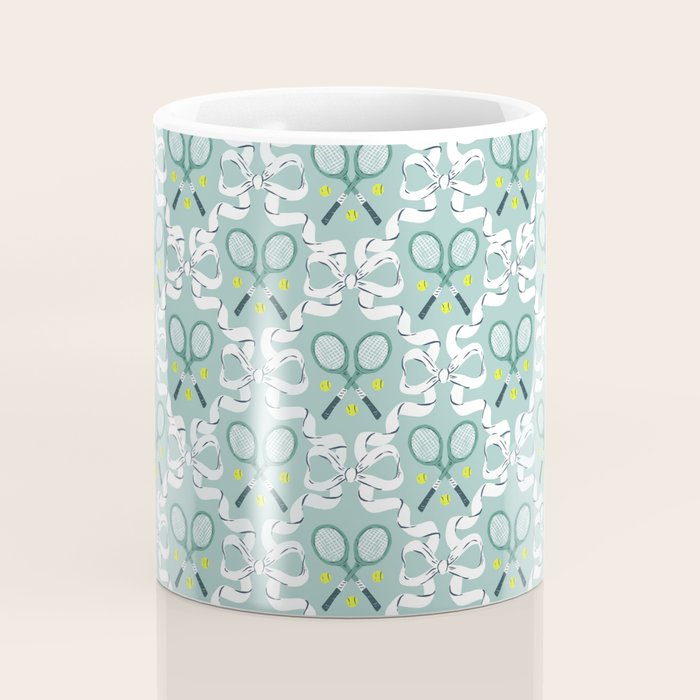 Tennis Trellis Bows in Teal Coffee Mug Gallery Image 4