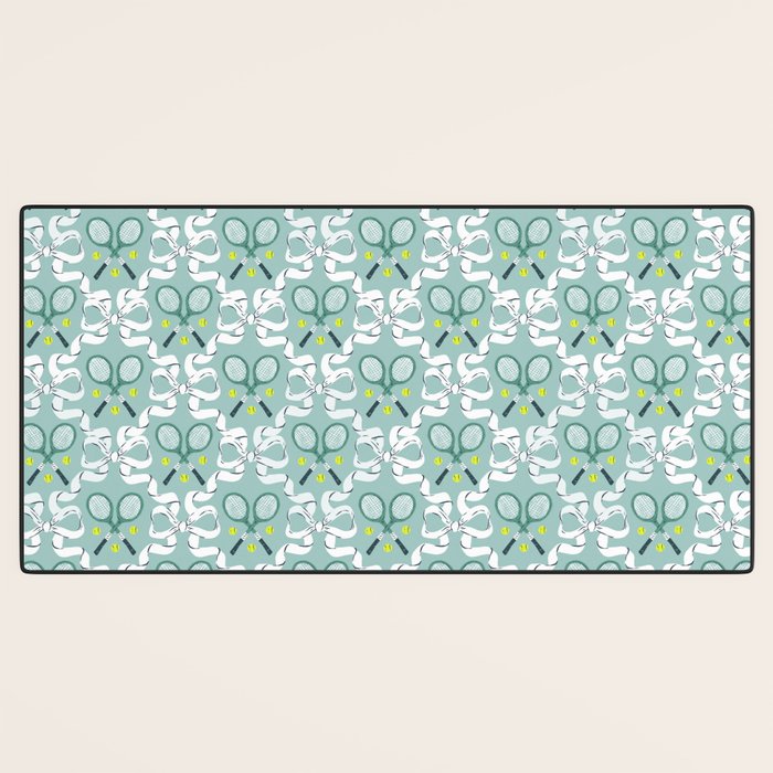 Tennis Trellis Bows in Teal Desk Mat Gallery Image 3