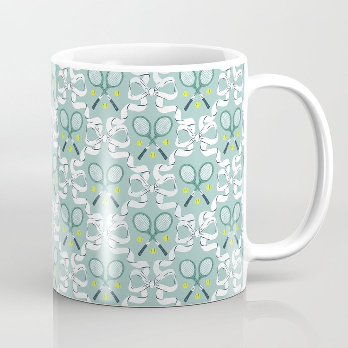 Tennis Trellis Bows in Teal Coffee Mug Gallery Image 1