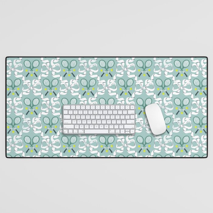 Tennis Trellis Bows in Teal Desk Mat Gallery Image 1