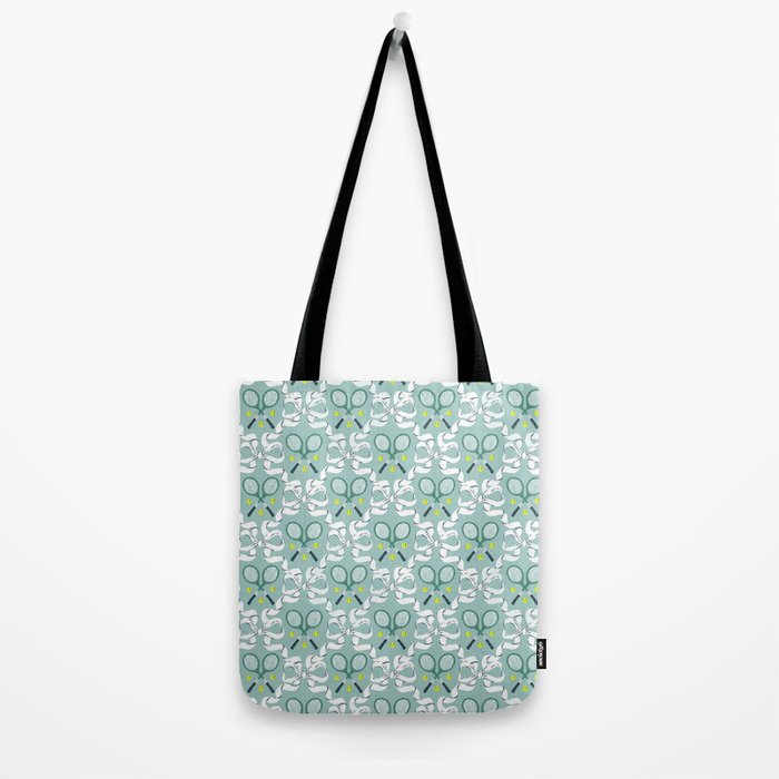 Tennis Trellis Bows in Teal Tote Bag Gallery Image 2