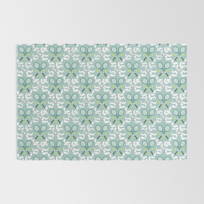Tennis Trellis Bows in Teal Rug Gallery Image 2