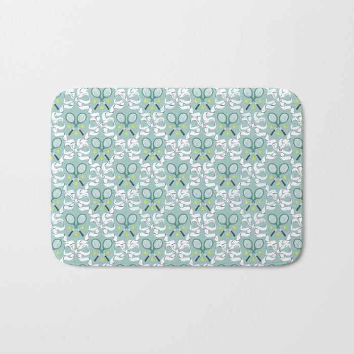 Tennis Trellis Bows in Teal Bath Mat Gallery Image 1