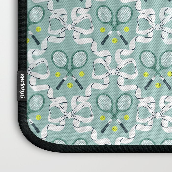 Tennis Trellis Bows in Teal Laptop Sleeve Gallery Image 3