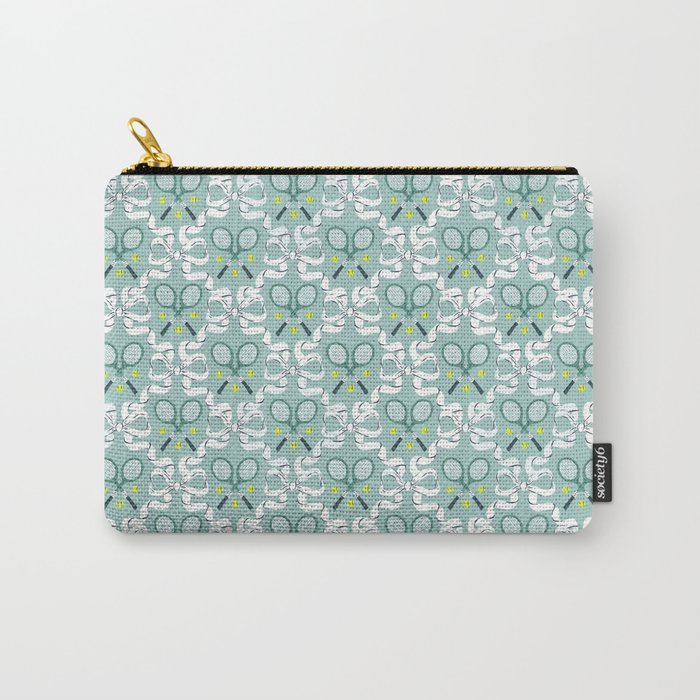 Tennis Trellis Bows in Teal Carry All Pouch Gallery Image 1