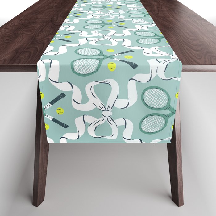 Tennis Trellis Bows in Teal Table Runner Gallery Image 1