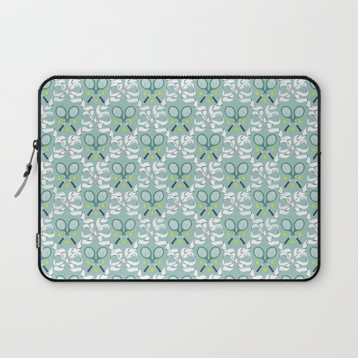 Tennis Trellis Bows in Teal Laptop Sleeve Gallery Image 1
