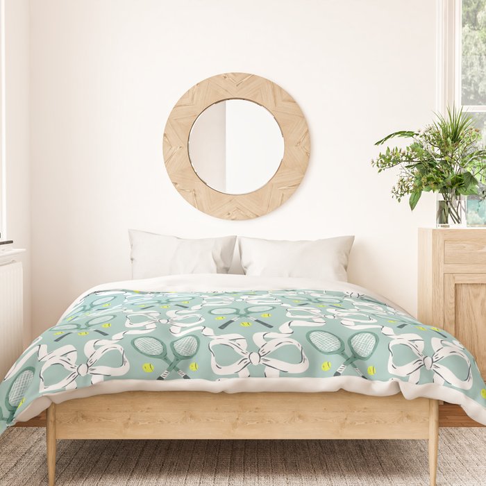 Tennis Trellis Bows in Teal Duvet Cover Gallery Image 3