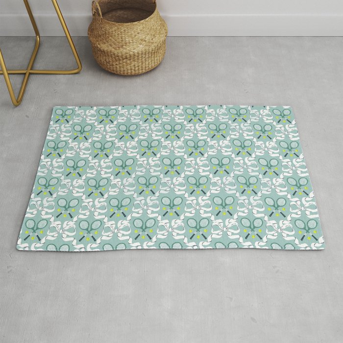 Tennis Trellis Bows in Teal Rug Gallery Image 1