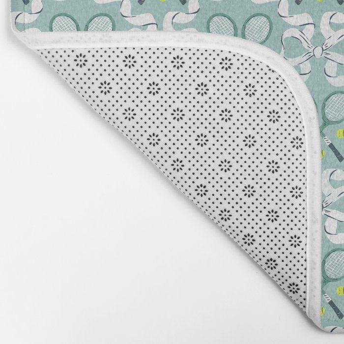 Tennis Trellis Bows in Teal Bath Mat Gallery Image 2