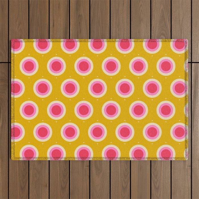 Geometric Mid century Modern Yellow Abstract Outdoor Rug Gallery Image 1