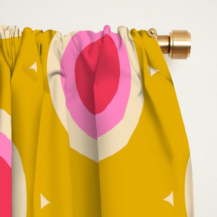 Geometric Mid century Modern Yellow Abstract Window Curtain Gallery Image 2