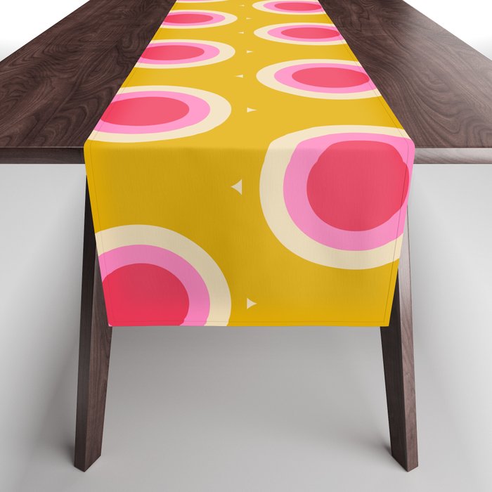 Geometric Mid century Modern Yellow Abstract Table Runner Gallery Image 1