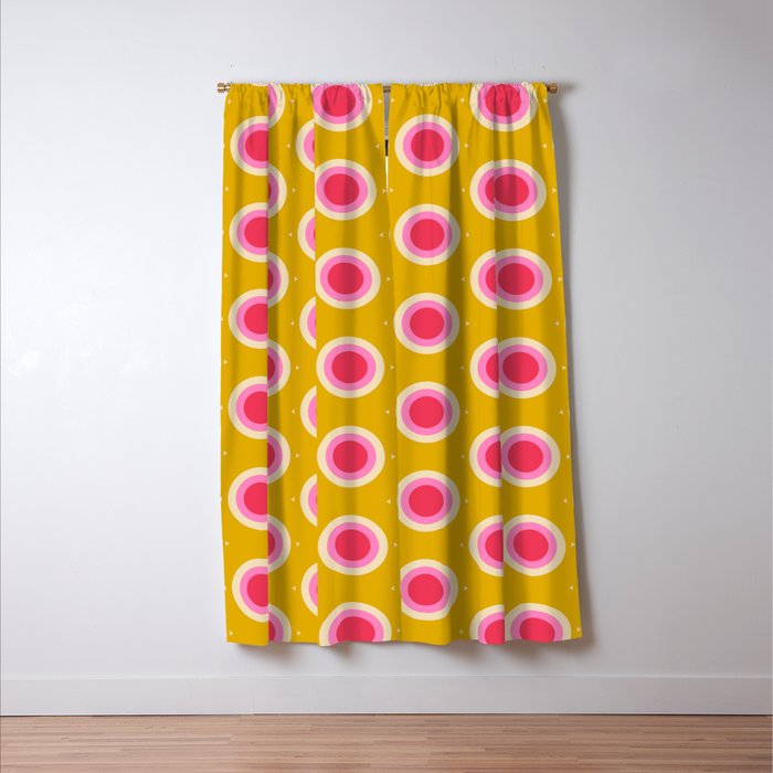 Geometric Mid century Modern Yellow Abstract Window Curtain Gallery Image 3