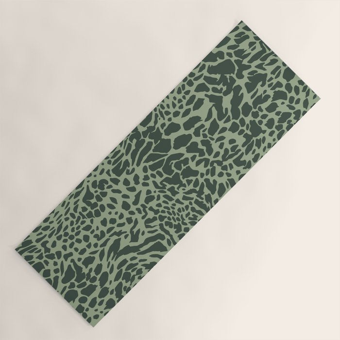 Leopard Print Pattern in Dark and Sage Green Yoga Mat Gallery Image 1