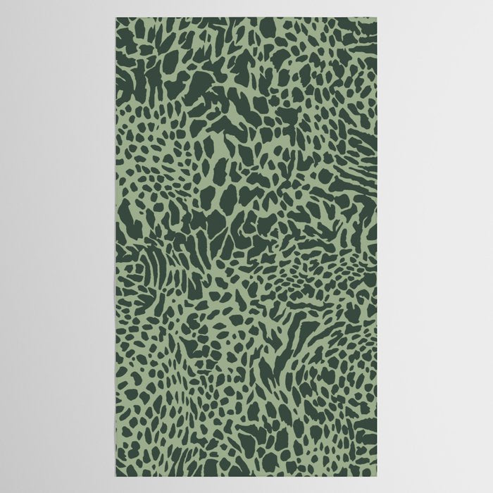 Leopard Print Pattern in Dark and Sage Green Tablecloth Gallery Image 2