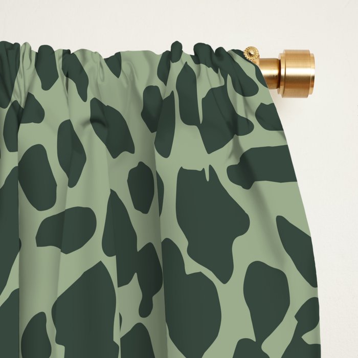 Leopard Print Pattern in Dark and Sage Green Window Curtain Gallery Image 2