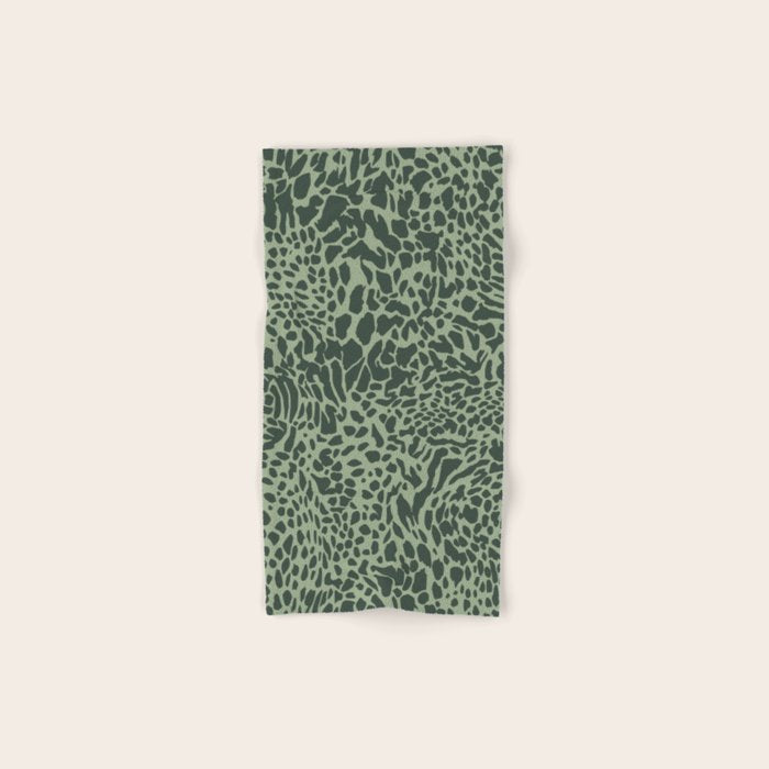 Leopard Print Pattern in Dark and Sage Green Bath Towel Gallery Image 1
