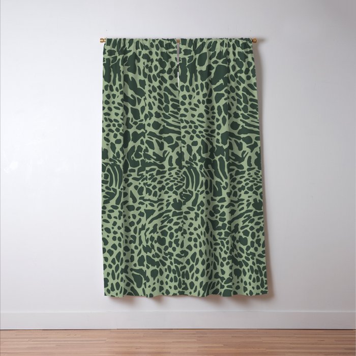 Leopard Print Pattern in Dark and Sage Green Window Curtain Gallery Image 3