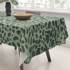 Leopard Print Pattern in Dark and Sage Green Tablecloth Gallery Image 3