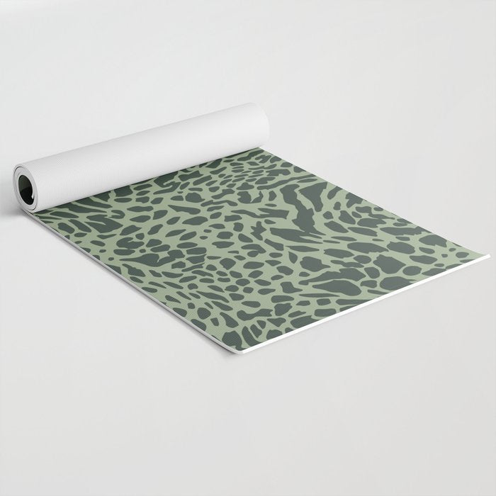 Leopard Print Pattern in Dark and Sage Green Yoga Mat Gallery Image 2