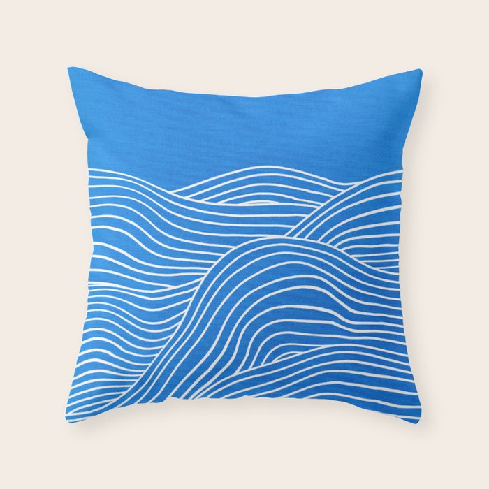 French Blue Ocean Waves Throw Pillow Gallery Image 1