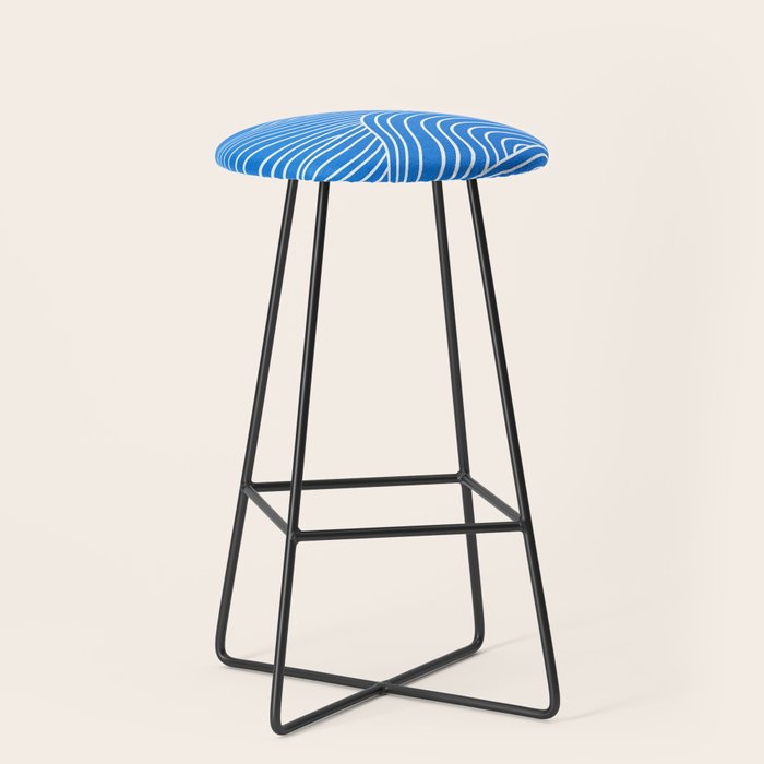French Blue Ocean Waves Stool Gallery Image 1