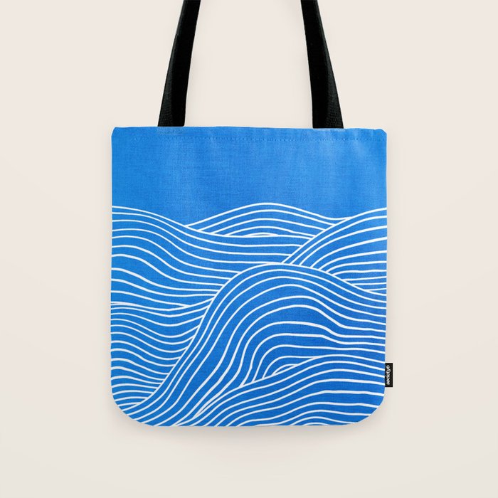 French Blue Ocean Waves Tote Bag Gallery Image 1