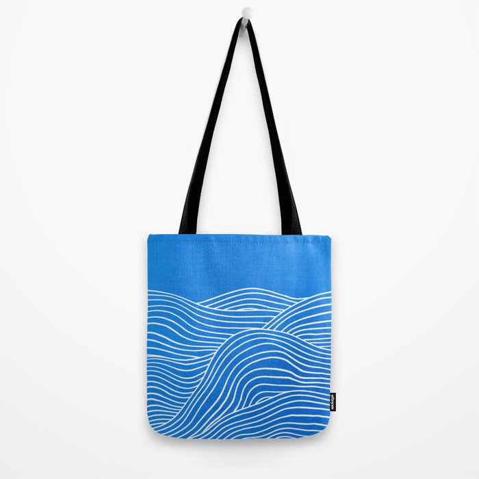 French Blue Ocean Waves Tote Bag Gallery Image 2