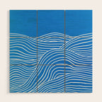 French Blue Ocean Waves Wood Wall Art Gallery Image 1