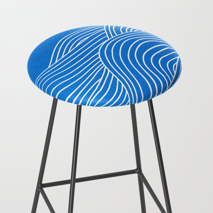 French Blue Ocean Waves Stool Gallery Image 2