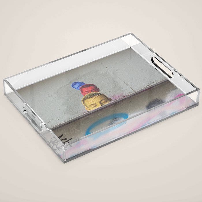 Layered Street Art Portrait Acrylic Tray Gallery Image 1