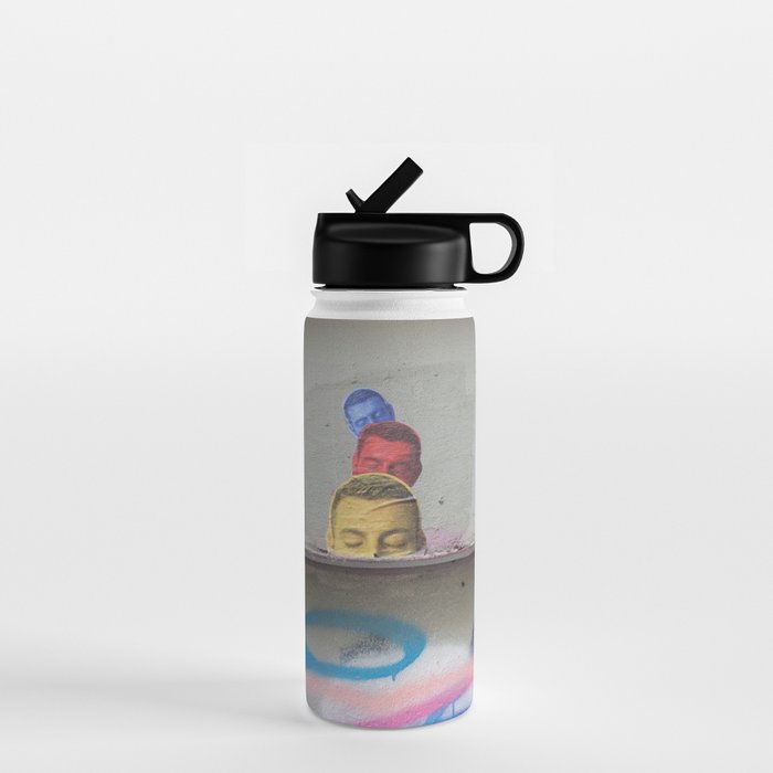 Layered Street Art Portrait Water Bottle Gallery Image 1