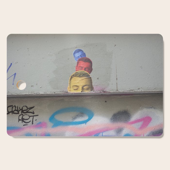 Layered Street Art Portrait Cutting Board Gallery Image 1
