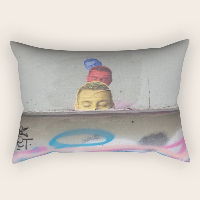 Layered Street Art Portrait Rectangular Pillow Gallery Image 1