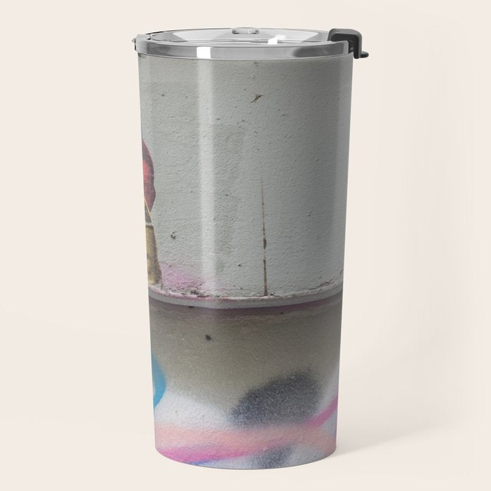 Layered Street Art Portrait Travel Mug Gallery Image 2