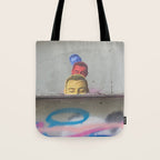 Layered Street Art Portrait Tote Bag Gallery Image 1
