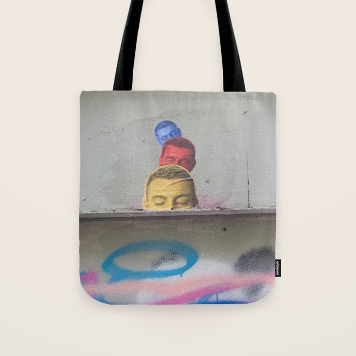 Layered Street Art Portrait Tote Bag Gallery Image 1