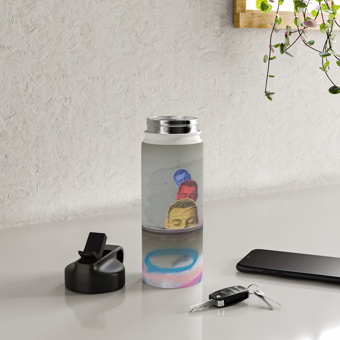 Layered Street Art Portrait Water Bottle Gallery Image 4