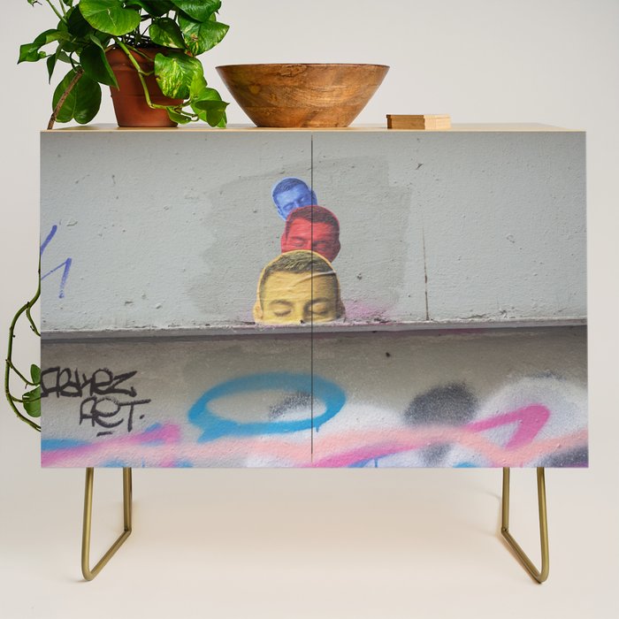 Layered Street Art Portrait Credenza Gallery Image 1