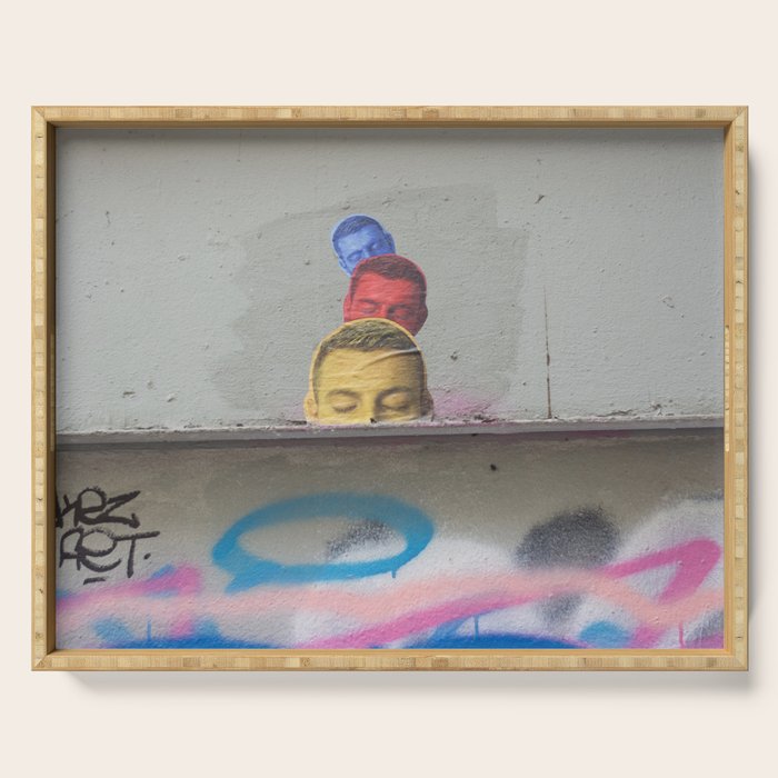 Layered Street Art Portrait Serving Tray Gallery Image 1