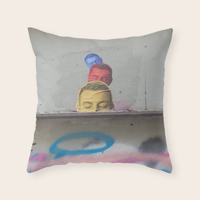 Layered Street Art Portrait Throw Pillow Gallery Image 6