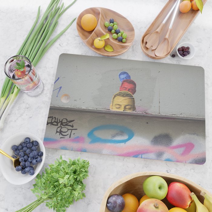 Layered Street Art Portrait Cutting Board Gallery Image 2