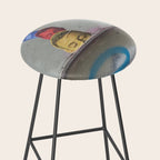 Layered Street Art Portrait Stool Gallery Image 2