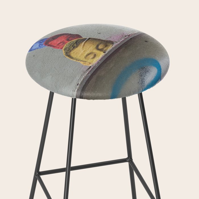 Layered Street Art Portrait Stool Gallery Image 2