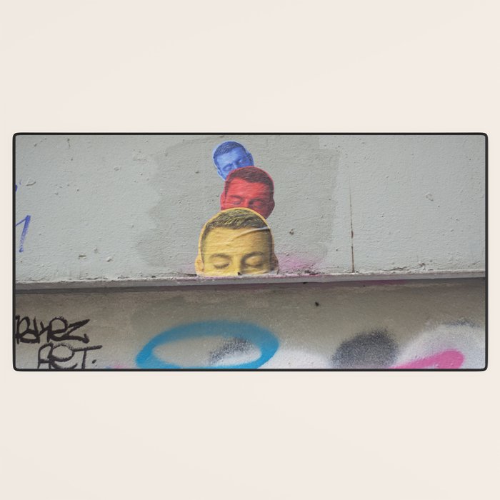 Layered Street Art Portrait Desk Mat Gallery Image 3