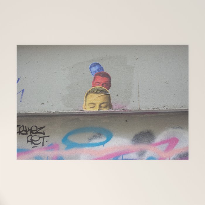 Layered Street Art Portrait Welcome Mat Gallery Image 1