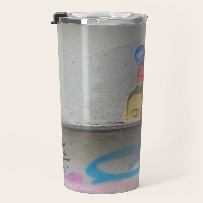 Layered Street Art Portrait Travel Mug Gallery Image 3