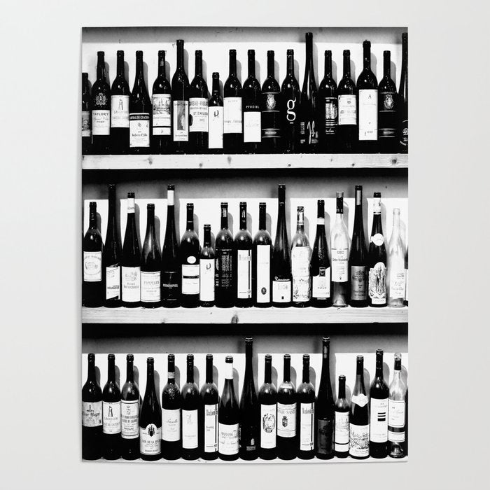Wine Bottles in Black And White #decor #society6 #buyart Poster Gallery Image 1